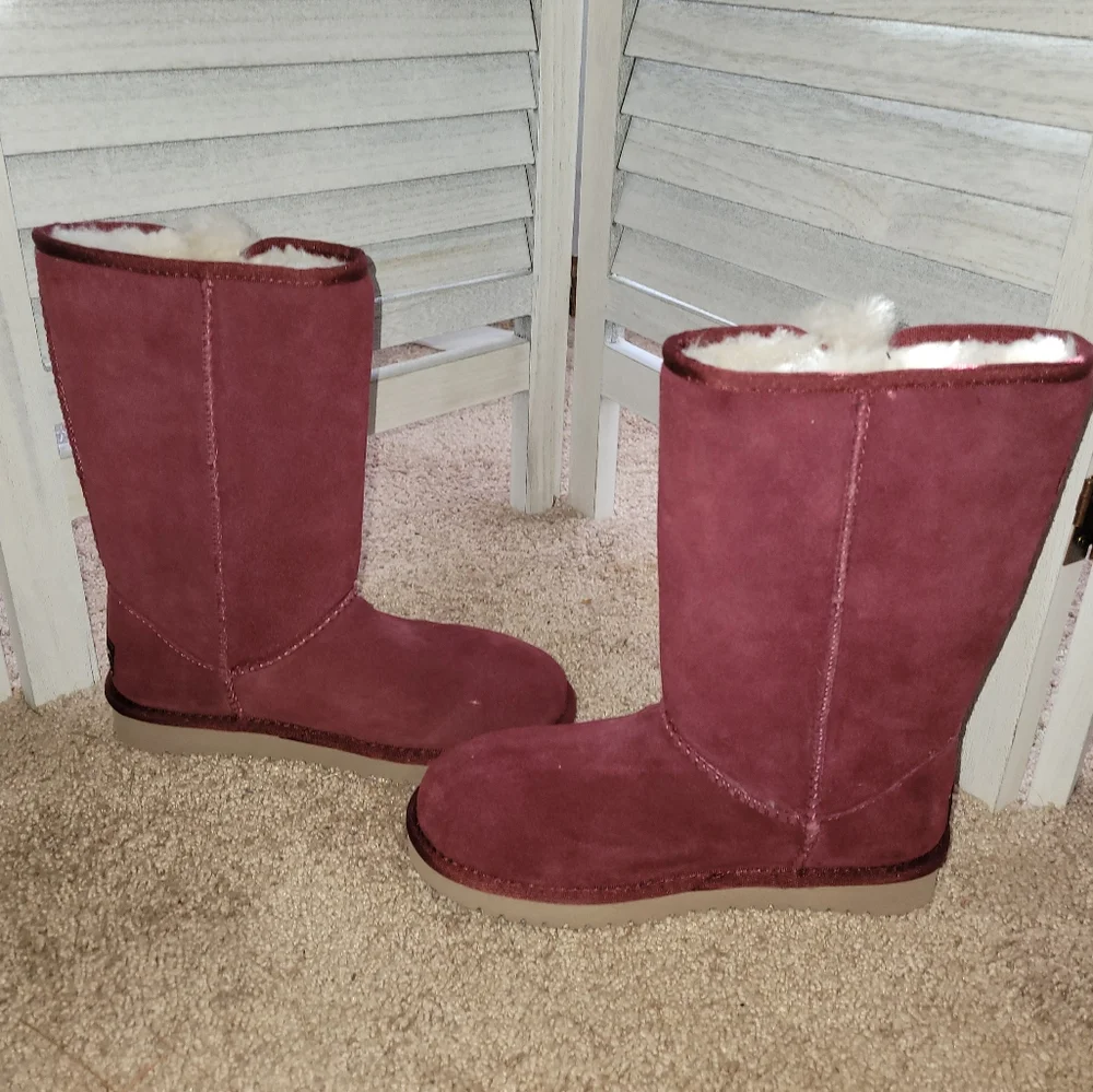 Koolabura by UGG Burgundy Suede Boots with Fur Lining - youth 5‎